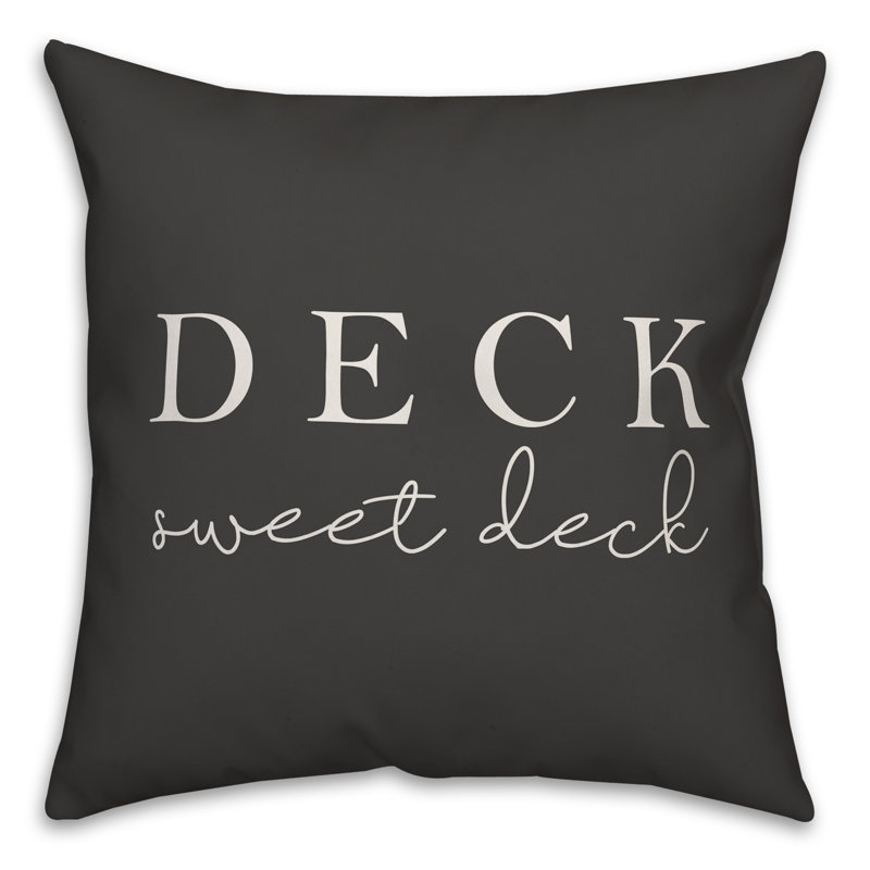 Textual Outdoor Throw Pillow, Black/White, 18" H x 18" W
