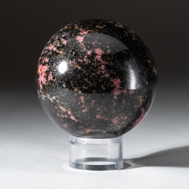 Polished Polychrome Sphere from Madagascar, 2.75" H x 2.75" W x 2.75" D, Gray/Black