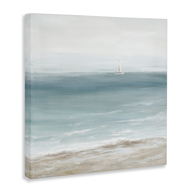 Art mural sur toile "Voilier blanc lointain" par Nan, H 24 po x l 24 po