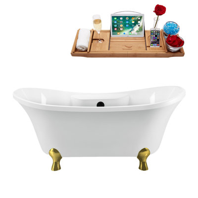 60'' x 32'' Freestanding Soaking Acrylic Bathtub