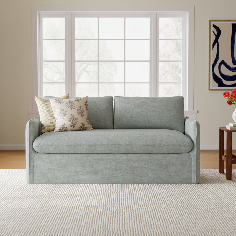 Bellatrix 72'' Slipcovered Loveseat, Conversation Capri Basketweave