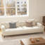 Canapé 82,6 po 3 places moderne avec 3 coussins moelleux et 2 coussins décoratifs, accoudoirs encastrés, beige