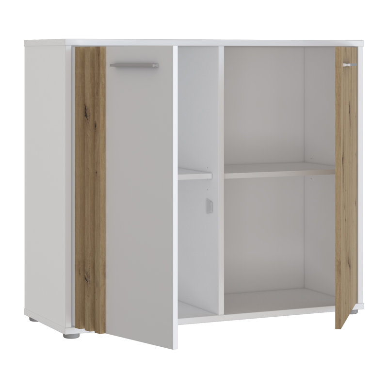 Shinee Standard Accent Cabinet, Chrome, White/Beige