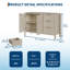 Buffet 46,5 "avec buffet cannelé avec rangement, armoire avec 3 tiroirs, 2 portes et tablette ajustable, café moderne Mid-Century pour le salon-499636162