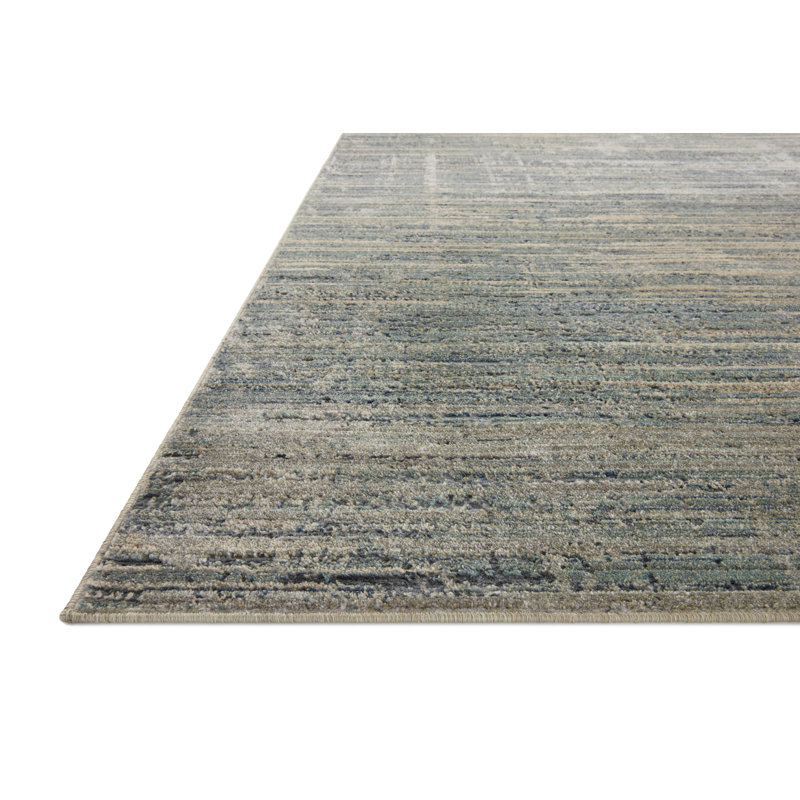Machine Woven Polypropylene/Polyester Area Rug in Beige/Blue, Runner 2'6" x 10'