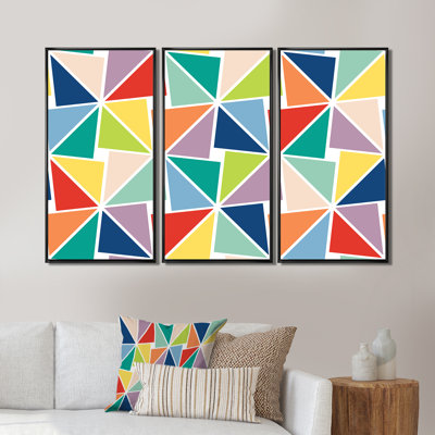 " Multicoloured Triangle Pattern " 3 - Pieces