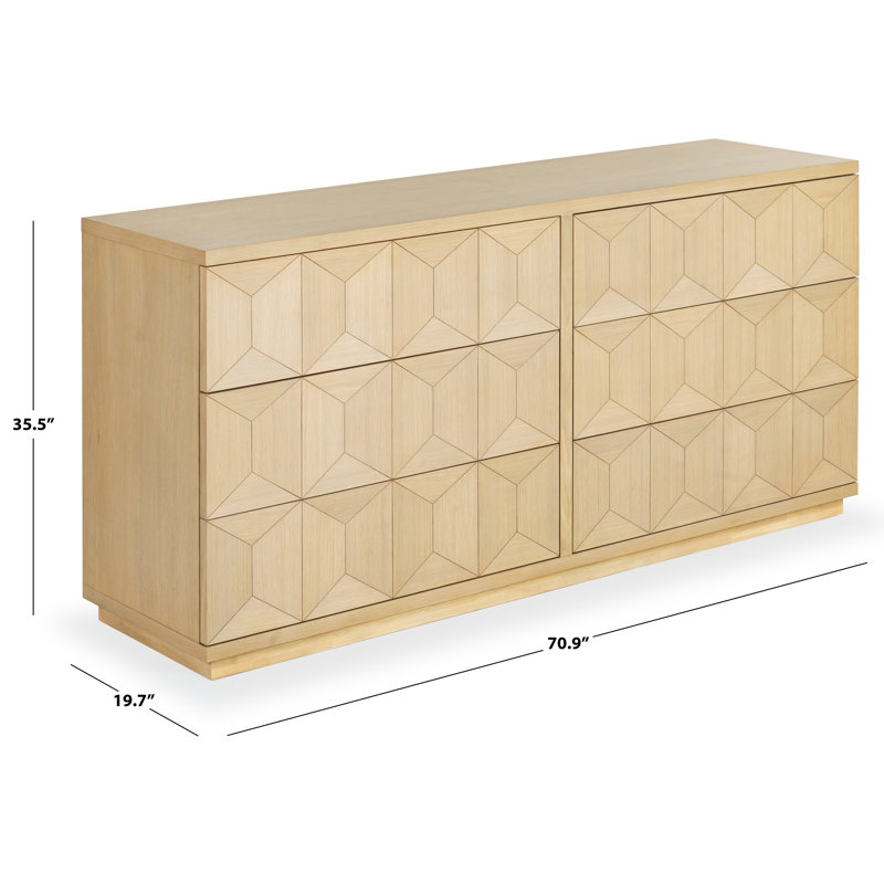 Deziree Wood 6 Drawer Dresser, Natural