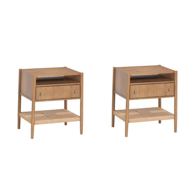 Defreitas Wood Nightstand With Drawer And Seagrass Bottom Shelf