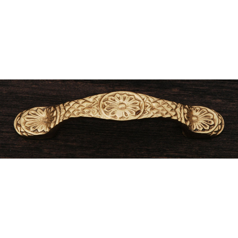 Poignée arquée fleurie 3 po Ornate, Laiton poli