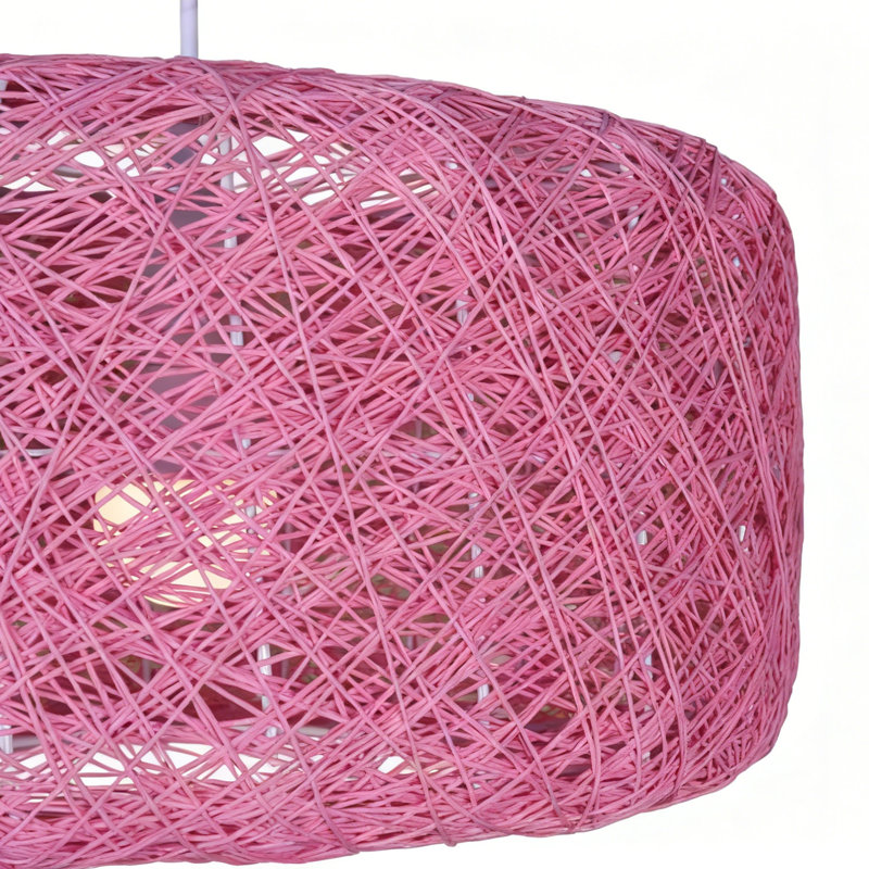 Luminaire suspendu tambour en rotin 1 lumière à intensité variable