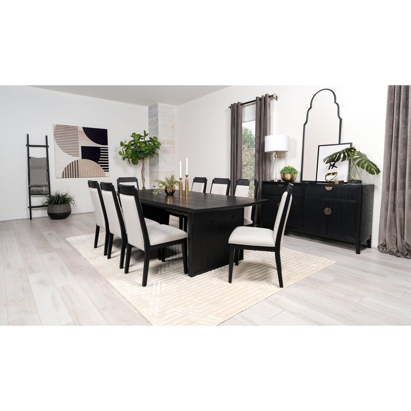 Hohl Extension Leaf Dining Table Set Black, 9 Pieces: Table, 8 Chairs