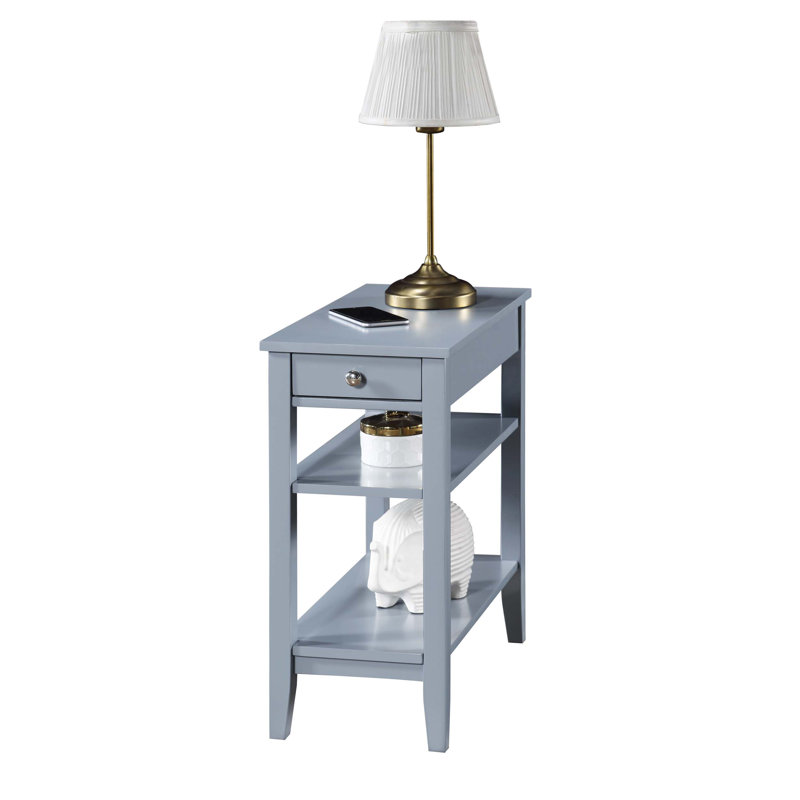 Carbin End Table with Drawer and Shelves, Gray