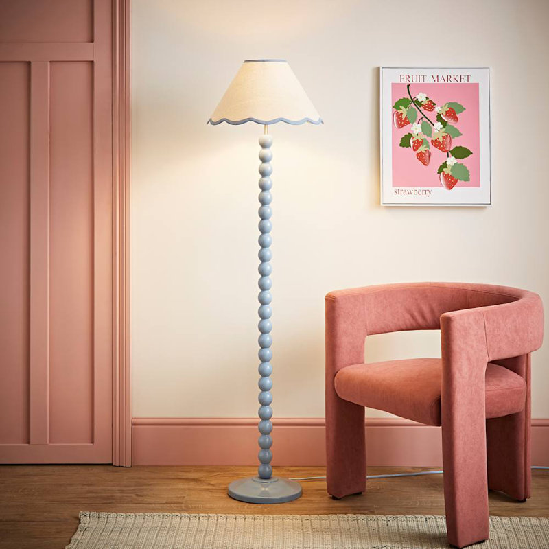 Bobbles 144cm Traditional Floor Lamp, White/Blue, Powder Blue