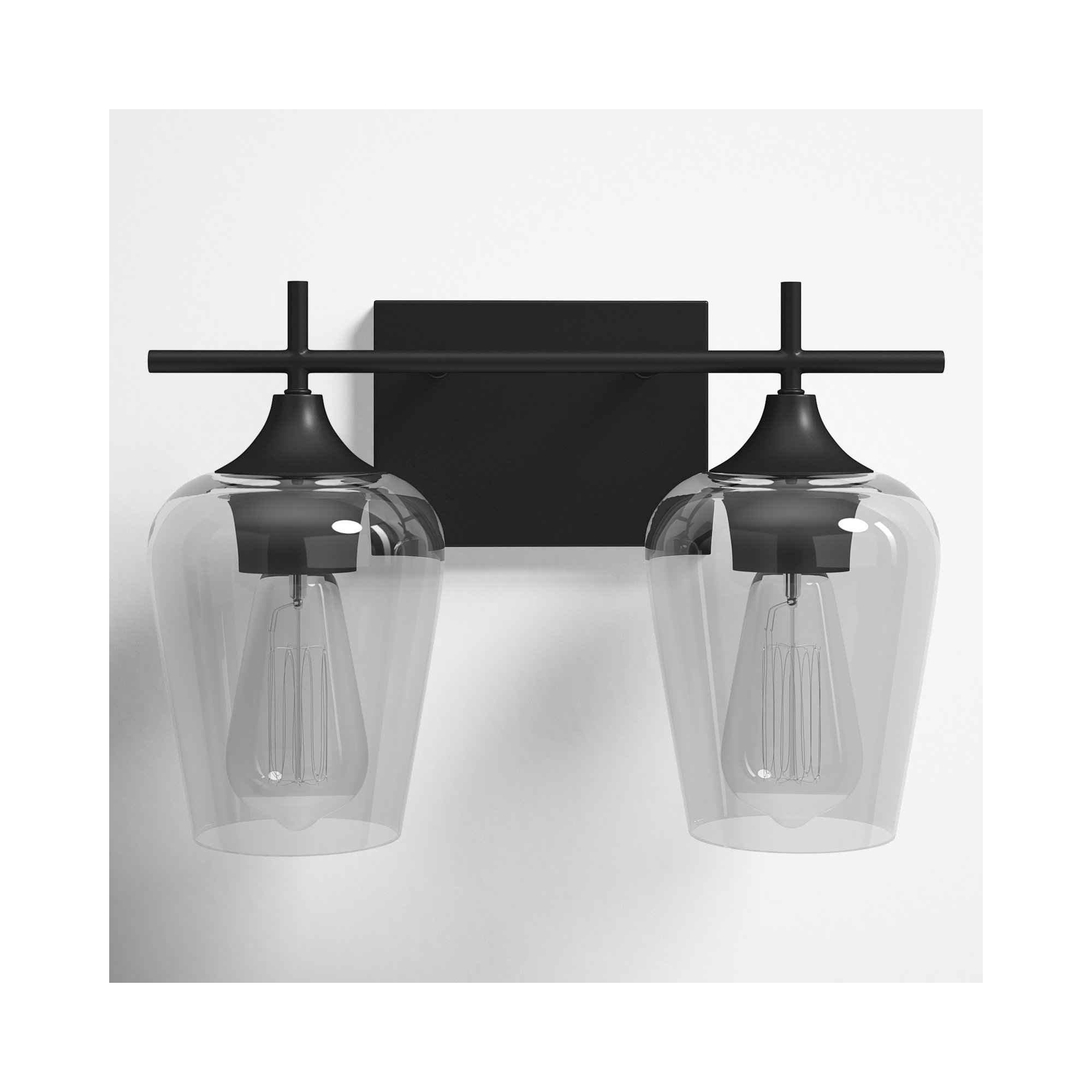Breena 2 Light Transparent Dimmable Vanity Light, Black