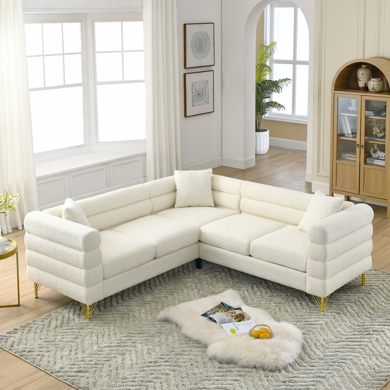 Oversized Corner Sofa, L-Shaped Sectional Couch,5-Seater Corner Sofas With 3 Cushions For Living Room, Bedroom, Apartment, Office