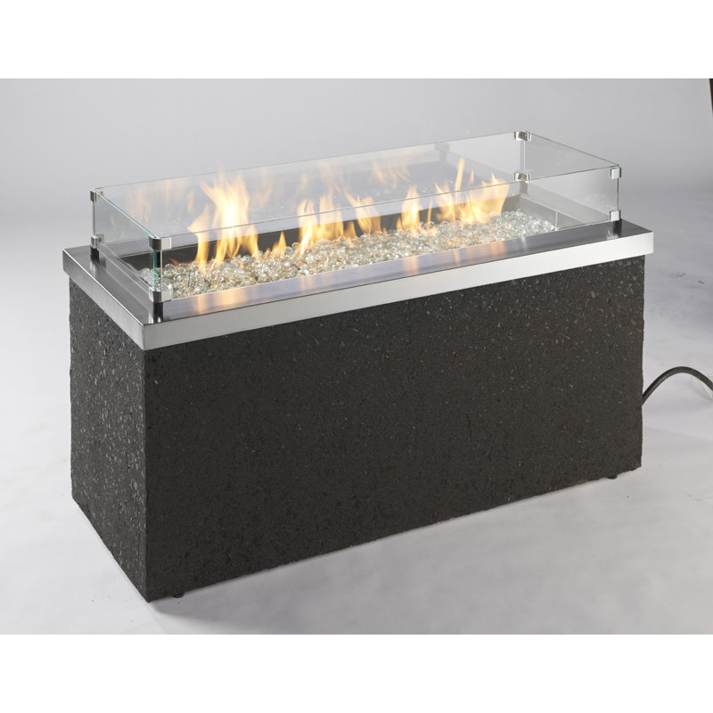 Linear Glass Fire Pit Wind Guard, 12"H  x 42"W