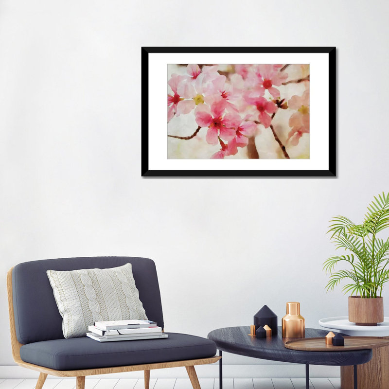 « cerise fleurs ii » par irena orlov, reproduction de photo sur toile tendue, H 24 po x l 32 po x P 1 po, Blanc