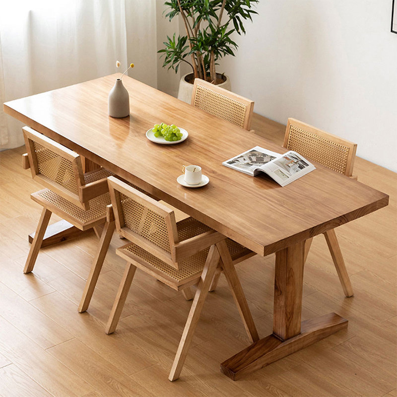Modern Burlywood Rectangular Solid Wood Dining Table, 29.53"H x 70.87"L x 31.5"W