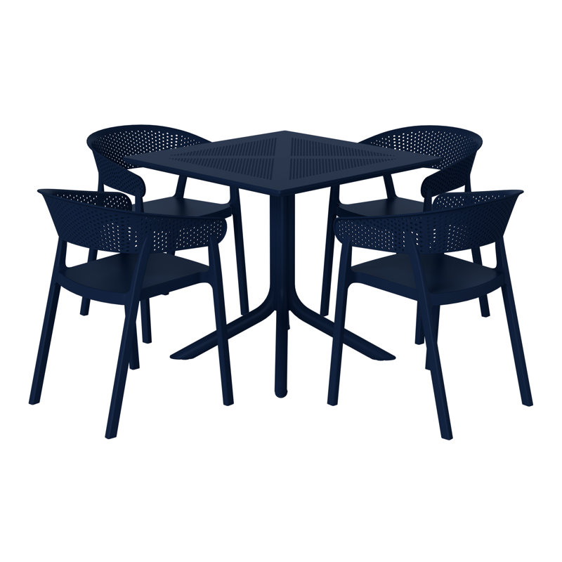 4-Person Outdoor Square Dining Set, Navy