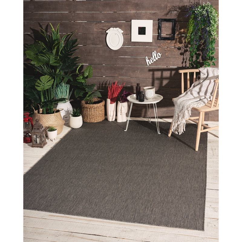 Hisato Solid Colour Flatweave Indoor / Outdoor Area Rug, Rectangle 200 x 280cm
