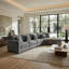 Canapé modulaire incurvé moderne avec revêtement en chenille et confort d'assise profond-505647818