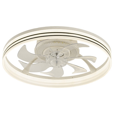 Smart Ceiling Fan With RGB Light, 18.9" Flush Mount, Reversible Motor For Summer/Winter, 6 Wind Speeds, Remote & Timer, Acrylic