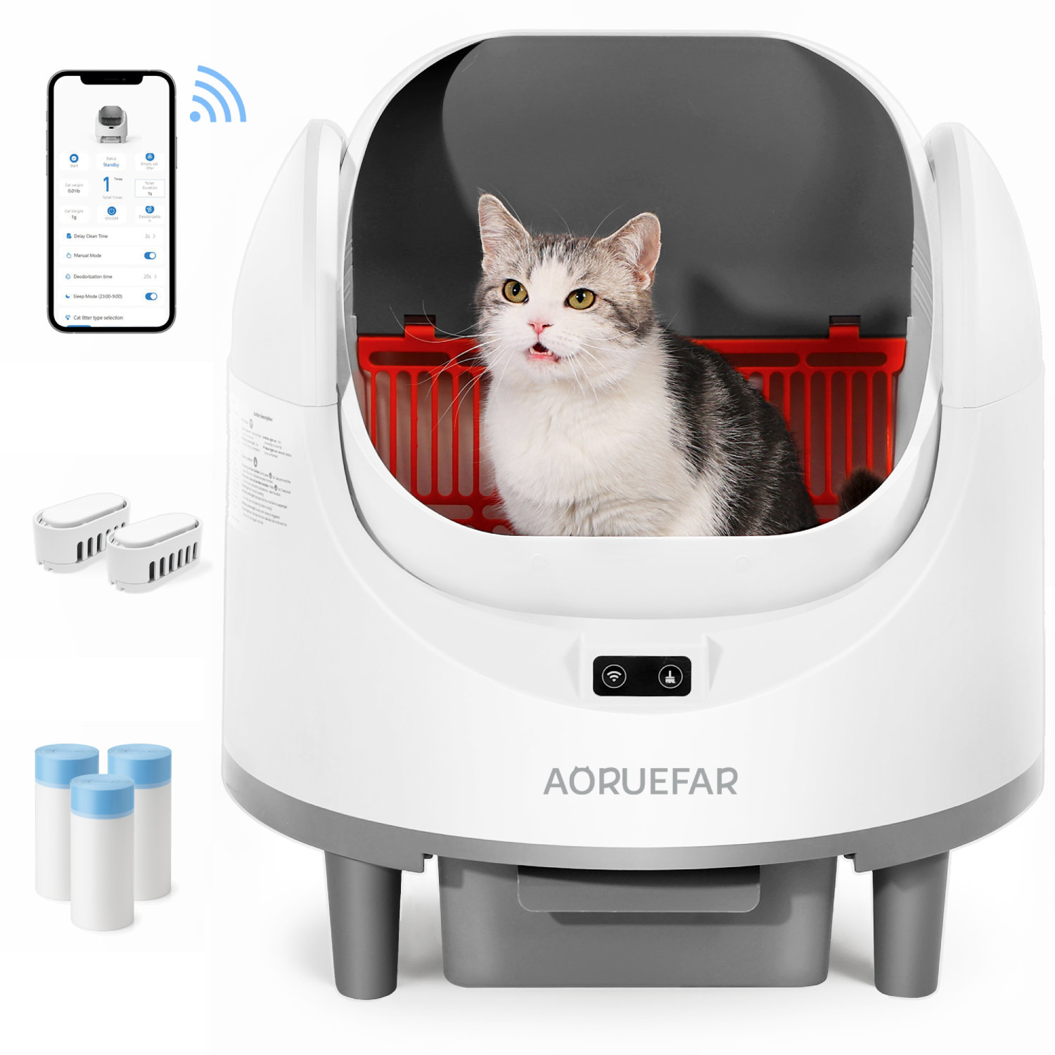 To Control Room Sign Tucker Murphy Pet™ Self Cleaning Cat Litter Box, App Control, With ...