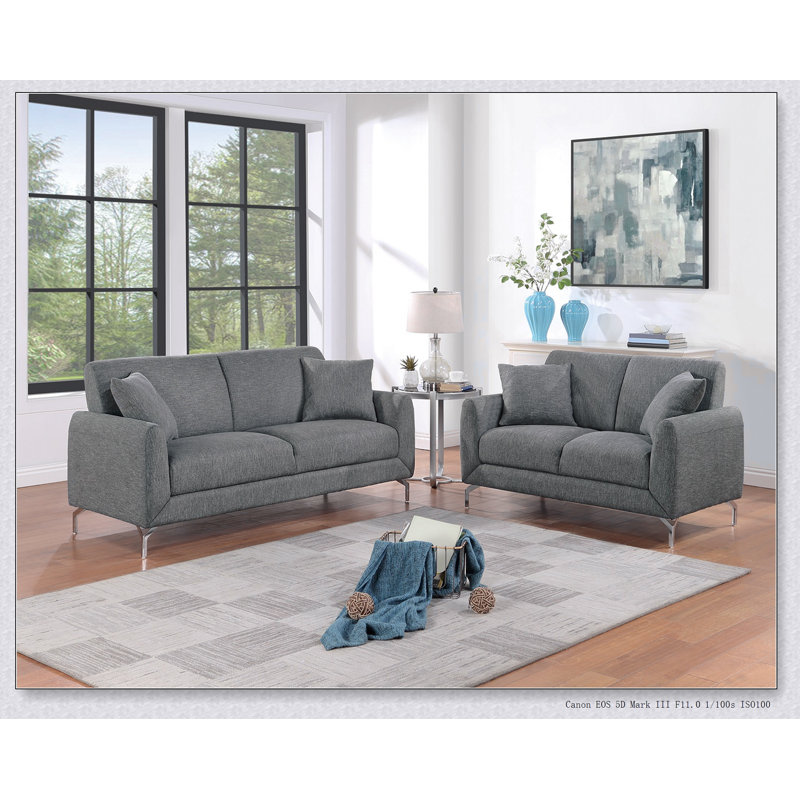 Ensemble de causeuse 2 pièces Elegant, Gris foncé