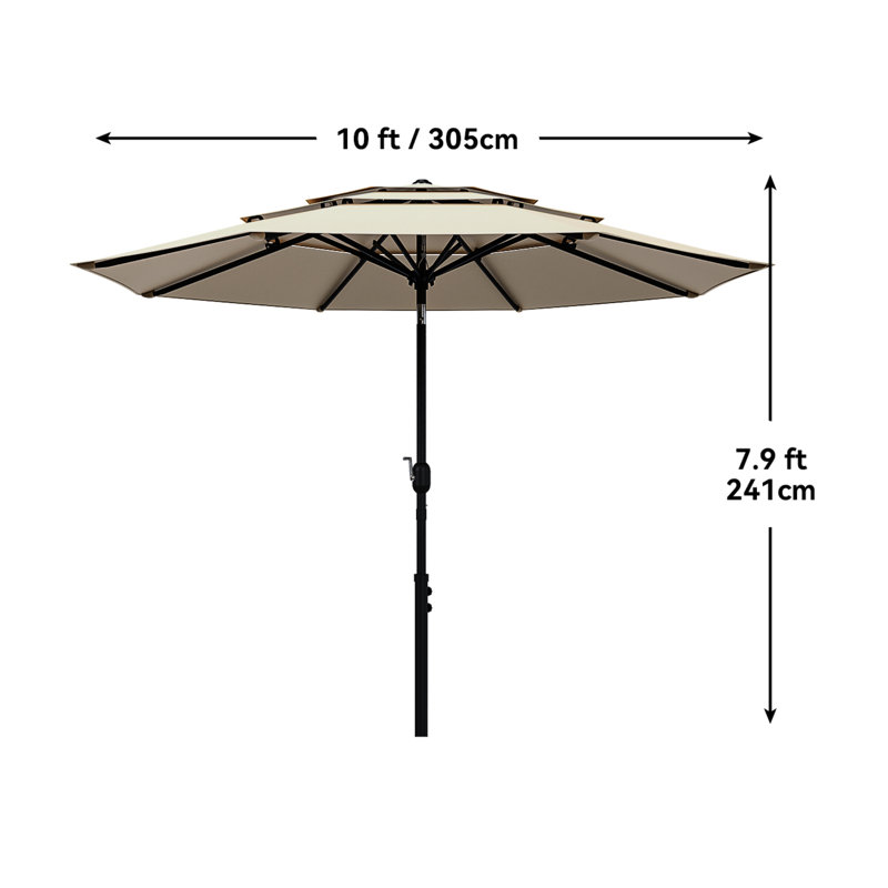 Parasol de marché extérieur pour terrasse à 3 niveaux 10 pi (base non incluse)