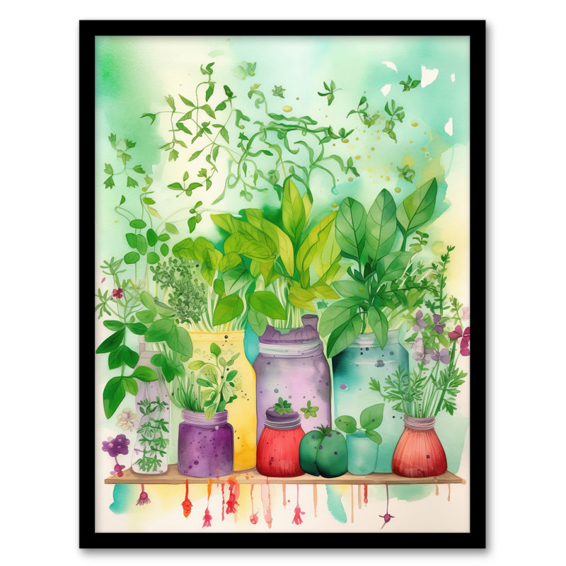 The Herb Shelf Folk Bright Kitchen Artwork - Single Picture Frame Print
