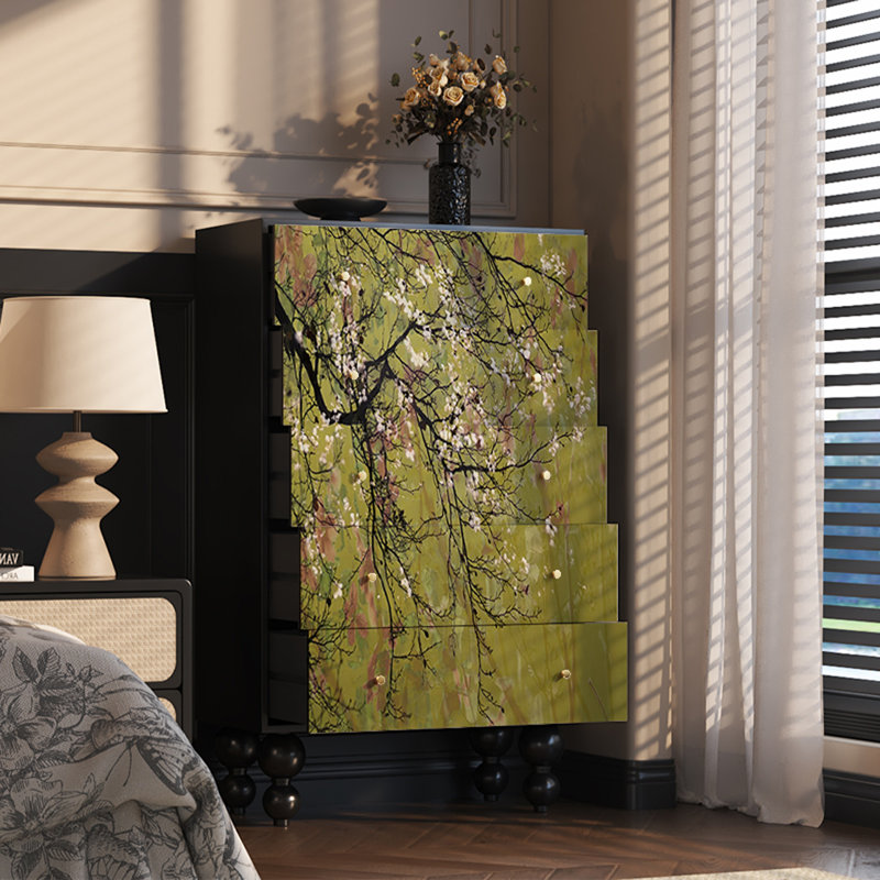 Armoire de rangement à cinq tiroirs en bois massif