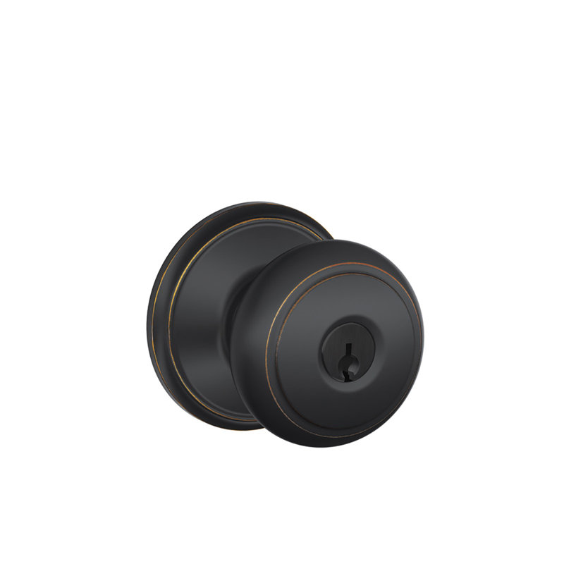 Andover Knob Keyed Entry Lock, Aged Bronze
