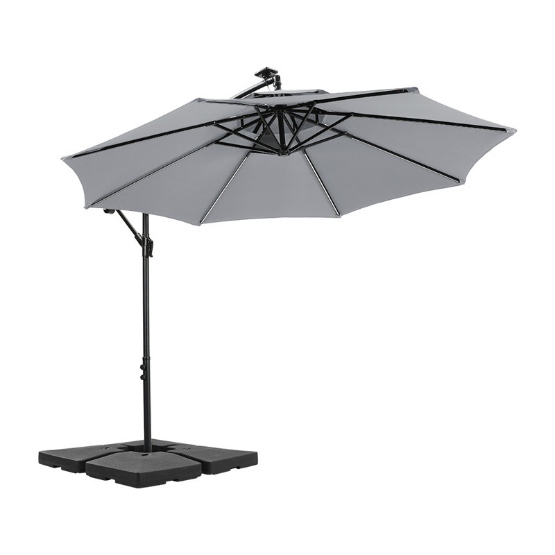 Hamill 291cm Lighted Cantilever Parasol, Light Grey