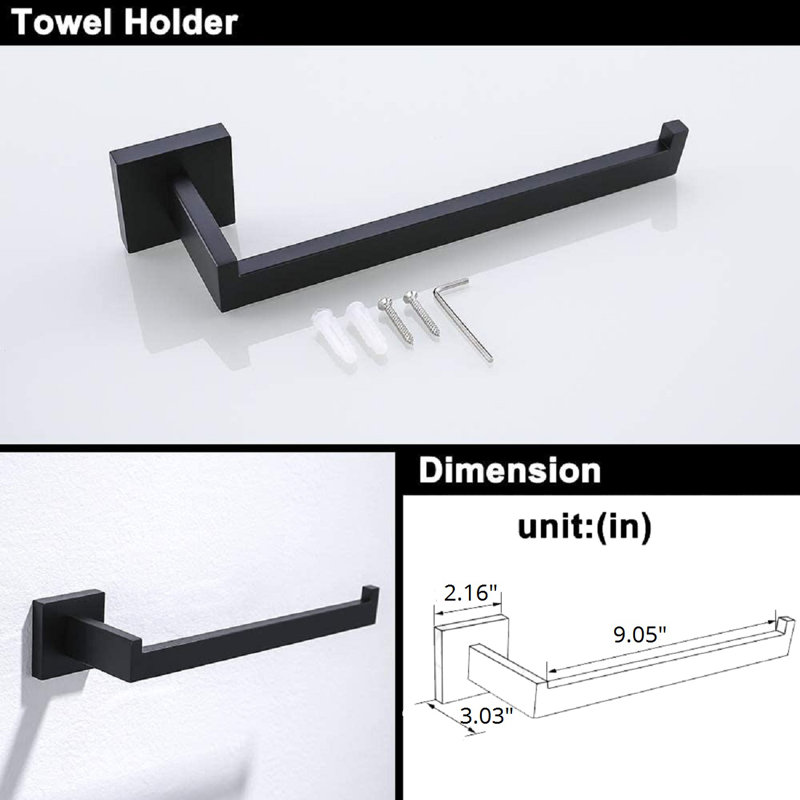 4 - Piece Bathroom Hardware Set, Matte Black