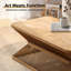Table basse de style Mid-Century moderne, table d'appoint rectangulaire en bois avec base en bambou tissé - Table basse rustique Boho