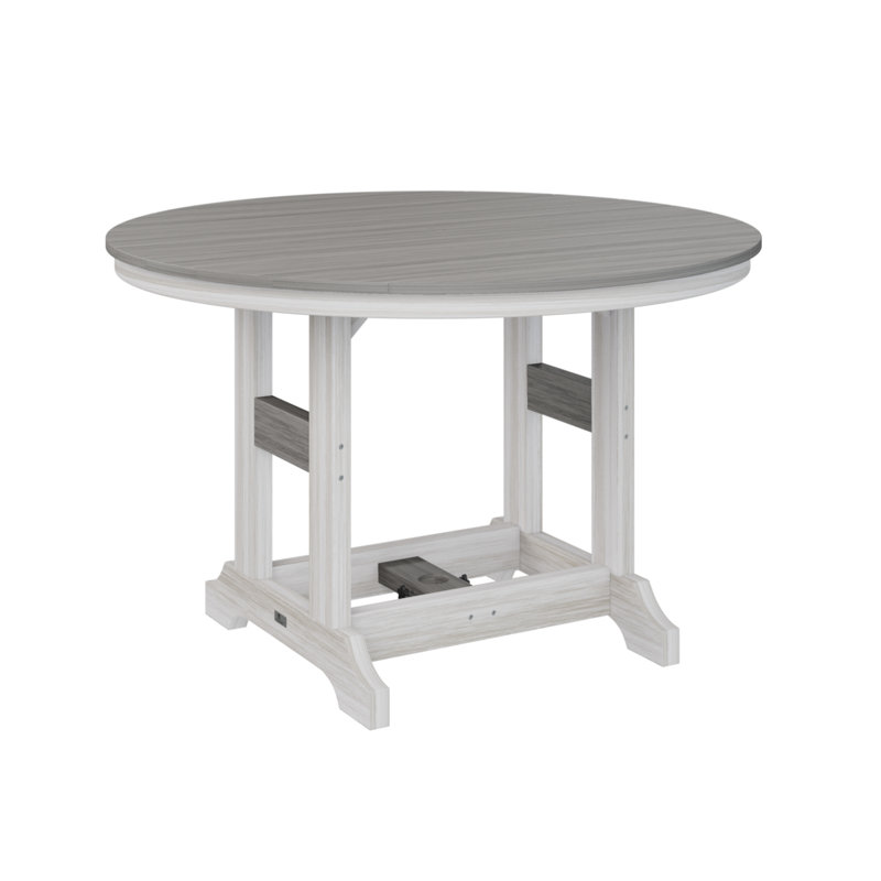 Garden Classic Outdoor Round Bar Table, Driftwood Gray, Seashell