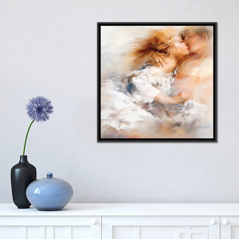 « passionné », impression sur toile, H 18 po x l 18 po x P 1,5 po, Toile avec cadre noir, Blanc