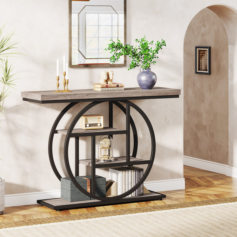 Nazirah 41.3'' Console Table, Gray, Black
