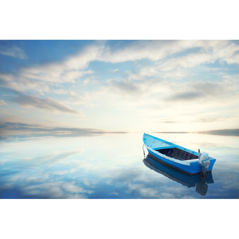 Canoe Floating On Water - Wrapped Canvas Print, 30cm H x 46cm W x 3.8cm D