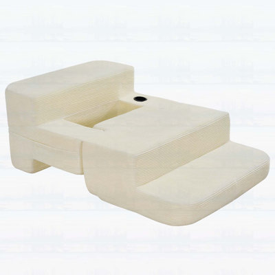 Multi-Functional Single Compression Sofa, Convertible into Computer Desk & Simple Office Desk, Corduroy Upholstery, Comfortable Seating, Ideal for Office Workers
