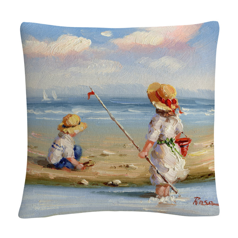 Rosa At The Beach III Throw Pillow