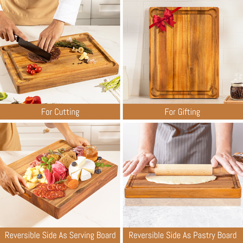 Anders Refined Edge Grain Acacia Cutting Board, 18" L x 24" W 