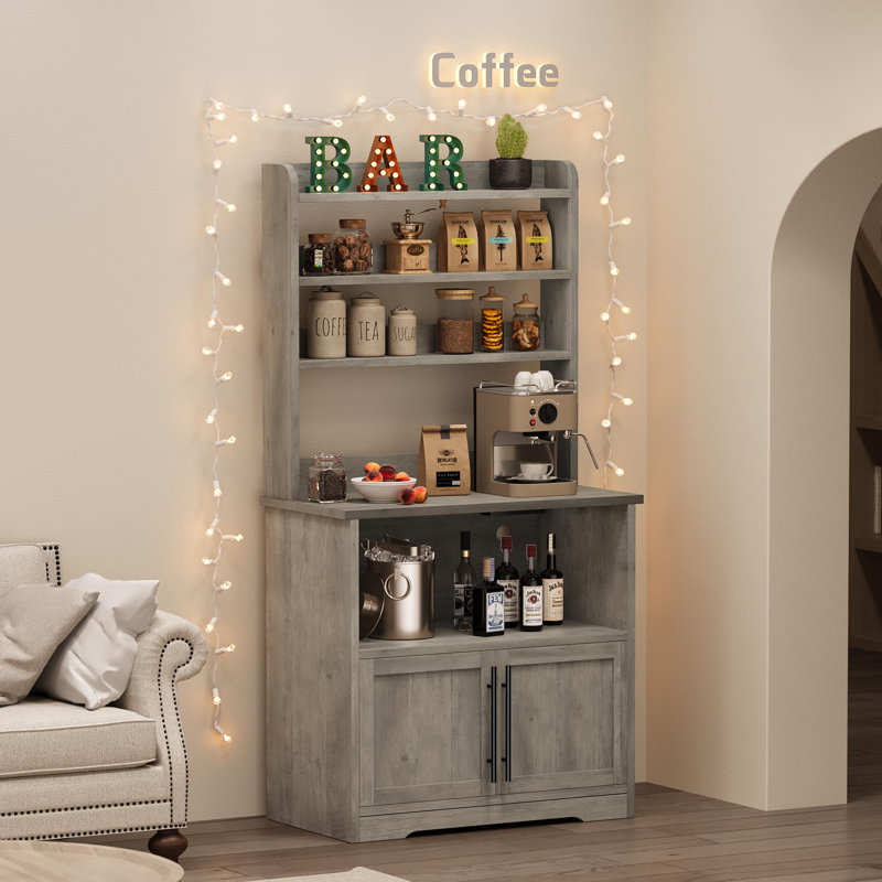 Meuble de rangement semi-ouvert pour micro-ondes avec prise électrique américaine intégrée