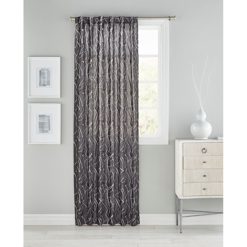 Zen Semi Sheer Curtain, Gray, 50'' W x 108'' L