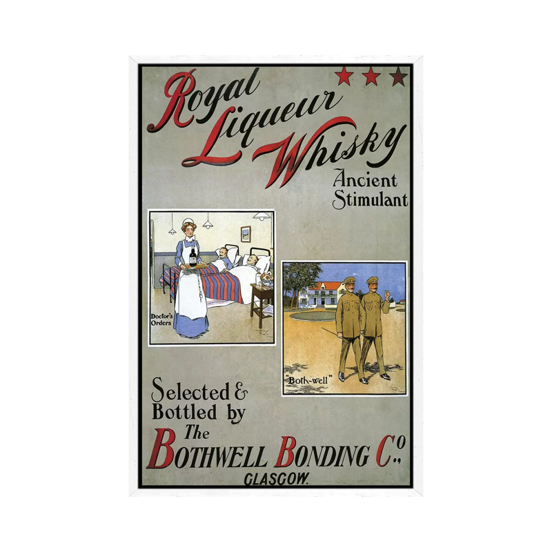 1909 Royal Liqueur Whisky Poster 1 Piece Wall Art on Canvas, 66.04 cm H x 45.72 cm W, White Framed