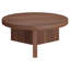 36" Wide Round Coffee Table with Fluted Base — Satin Walnut Scandinavian MDF Centre Table for Living Room | Holm-690300347-715092813