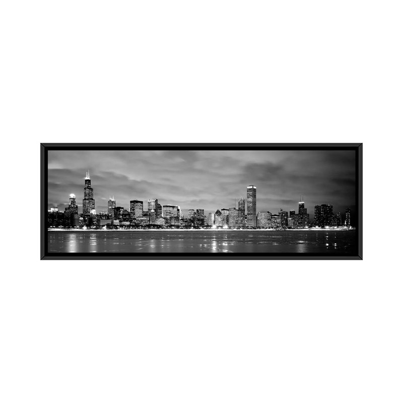 «Buildings at the Waterfront», art mural sur toile tendue, H 20 po x l 60 po x P 1,5 po, Toile avec cadre noir