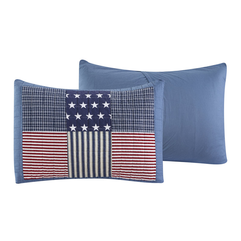 Ensemble de courtepointe réversible American Cotton, Courtepointe grande + 2 taies décoratives