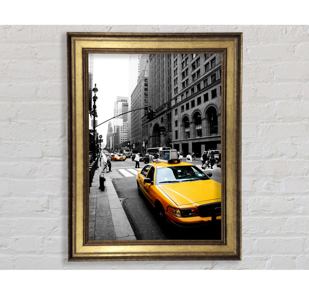 New York City Yellow Taxi Cab On B N W - Einzelbildrahmen Kunstdrucke