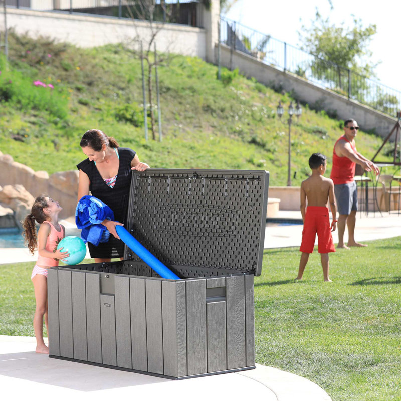 Lifetime 382.78cm W 8136.15L Water Resistant Polyethylene Plastic Lockable Deck Box in Brown